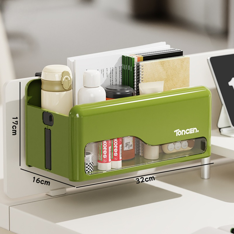 Organizador de escritorio plegable sin taladro para montaje en pared, caja de almacenamiento colgante multicolor para cocina, sala de estar, mesita de noche, gancho de almacenamiento para oficina: Rojo