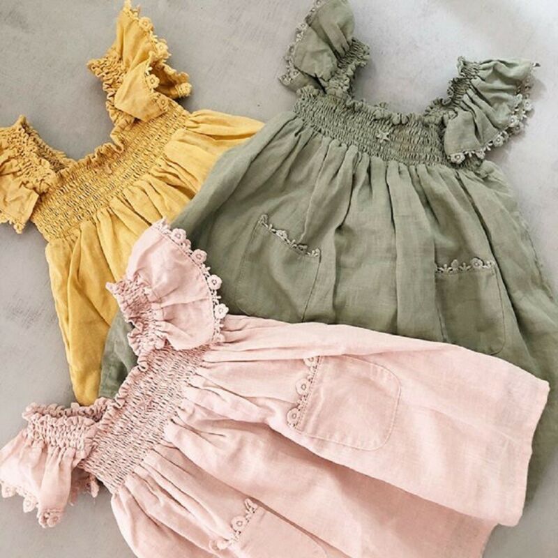 Cute Toddler Kid Baby Girl Clothes Ruffle Sleeve Dress Tutu Short Dress Sundress