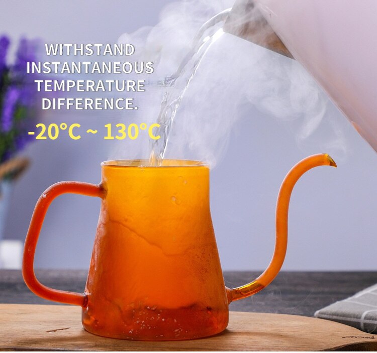 Hand-made Glass Gooseneck Hand Drip Coffee Pot Heat-resistant Glass Pour Over Coffee Tea Kettle Maker for Cafe Barista Gas Stove