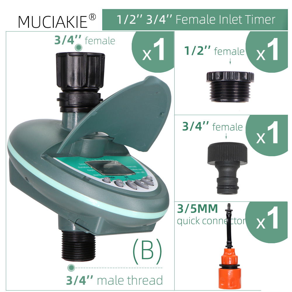 Garden Irrigation Timer LCD Display Watering Controller Weekly Daily Programming Greenhouse Potted Plants Automatic Sprinklers: WHITE