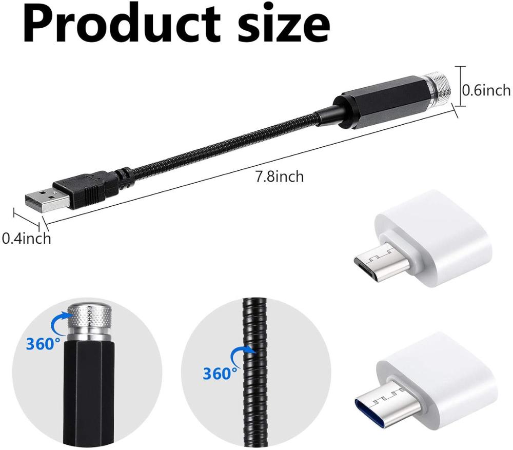 Mini proyector de estrellas de techo de coche USB, luz nocturna de cielo estrellado LED, ambiente, lámpara de galaxia, decoración de techo romántica para habitación, , 5V