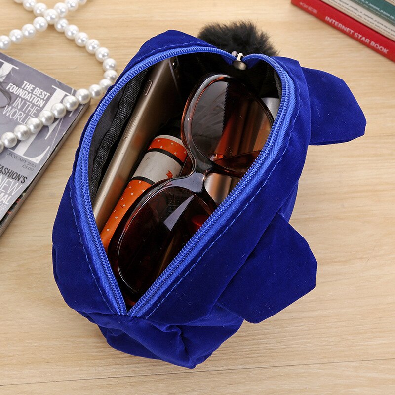 Grote capaciteit katten fluwelen etui portemonnee school kantoorbenodigdheden schrijfwaren pen etui portemonnee vrouw cosmetische make-up handtas