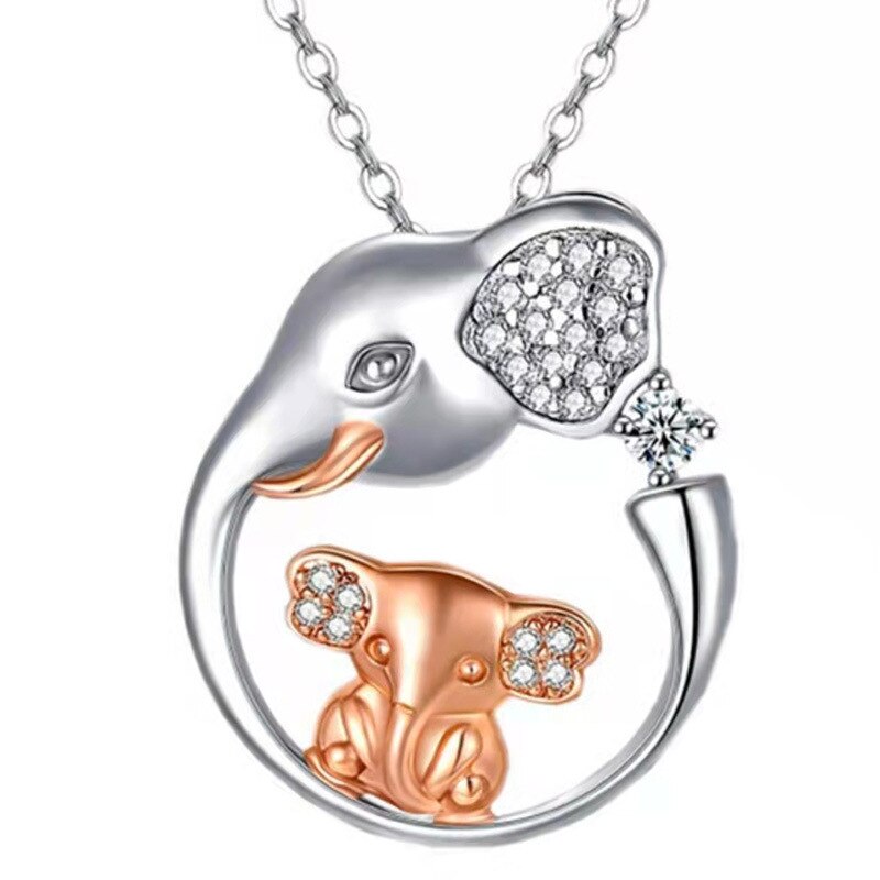 murmeln Art Elefanten Halskette SchöNe Ebene Schmuck Luxus Zirkon Anhänger Halskette für Frauen Geburtstag Jahrestag: Ursprünglich Titel