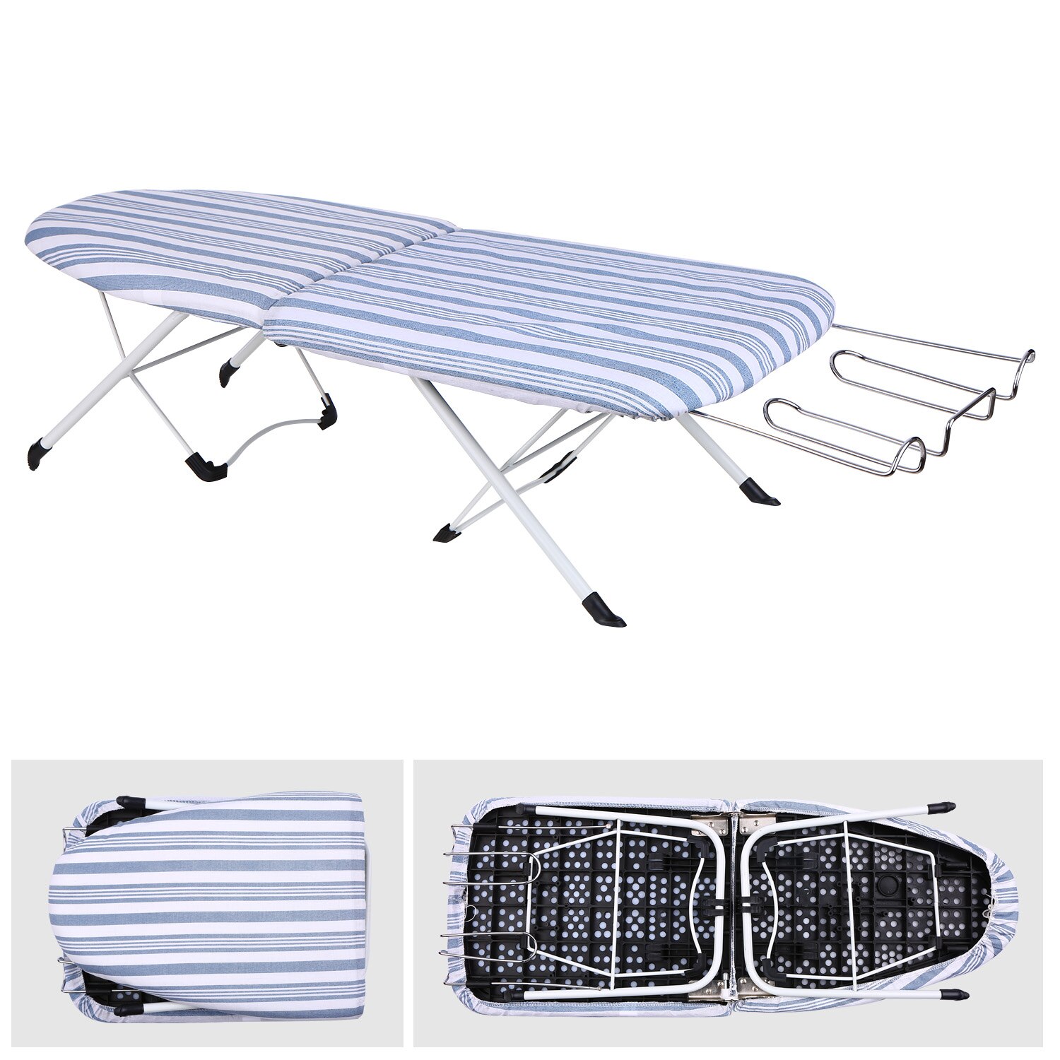 Foldable Tabletop Ironing Board with Iron Rest Small Folding Ironing Board with Cotton Cover for Household Hotel Travel: Herringbone Pattern