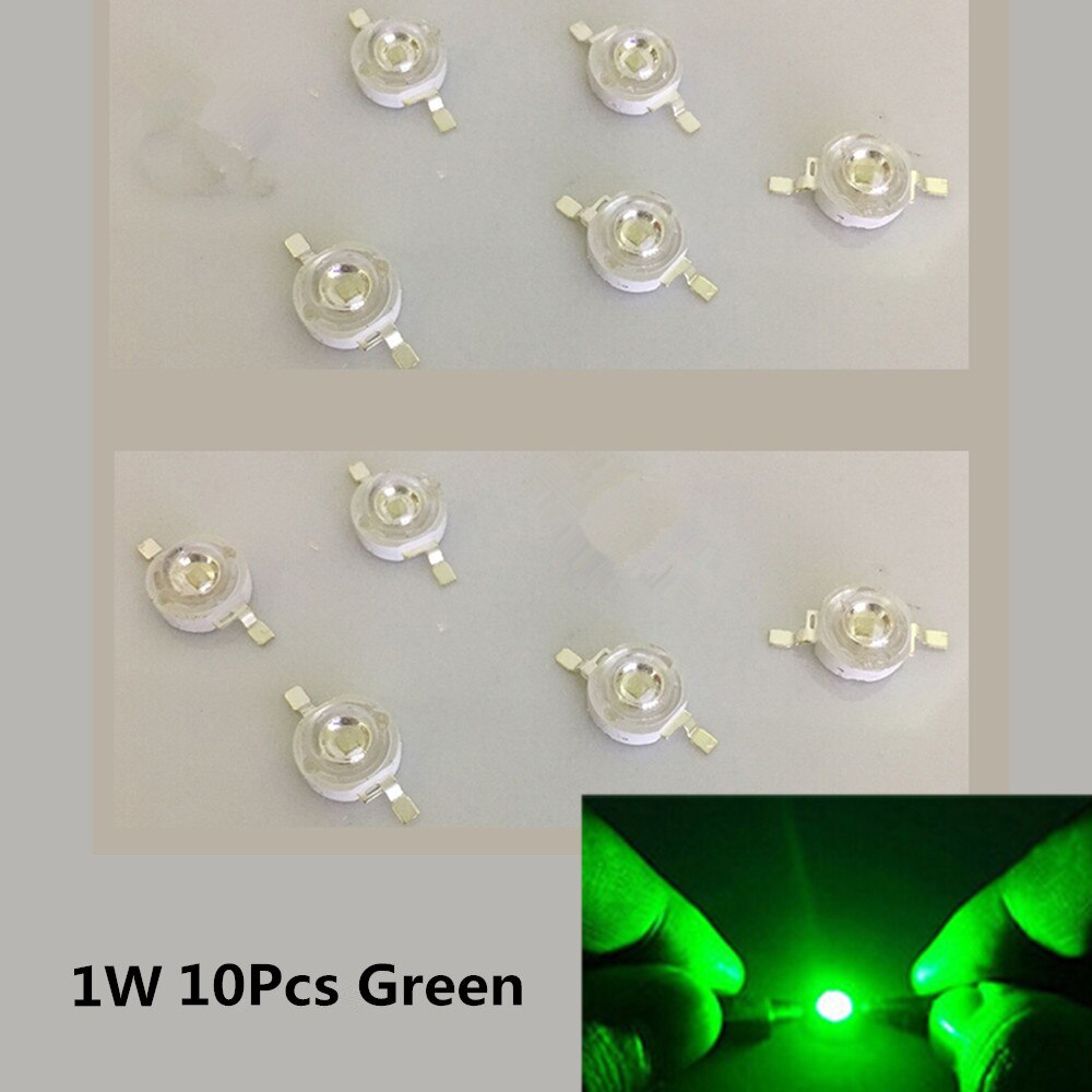 10 Stuks 1W High Power Led Light-Emitting Diode Leds Chip Smd Warm Wit Rood Groen Blauw Geel voor Spotlight Downlight Lamp: Green light