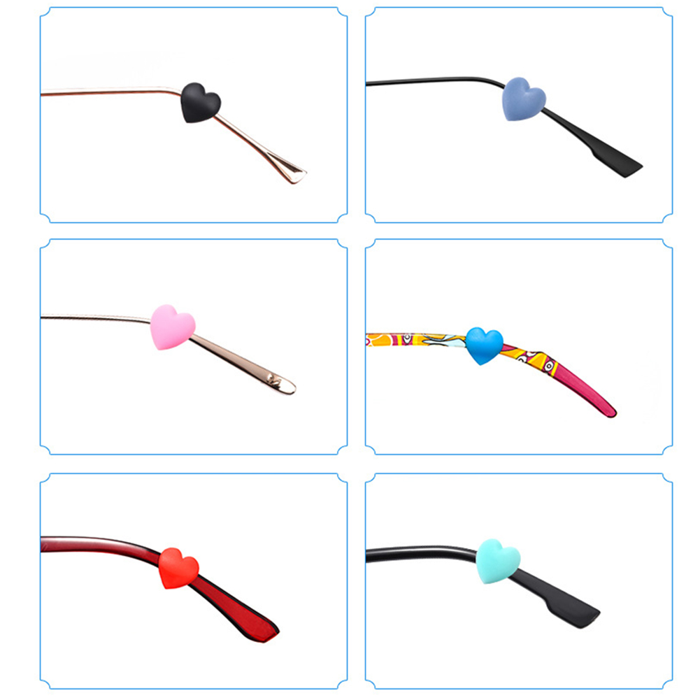 Soporte antideslizante de silicona con forma de corazón para gafas, accesorio elástico para patillas, con gancho para la oreja y espejo