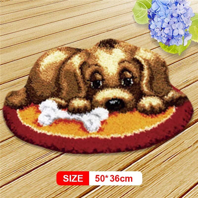 Animal Series Latch Hook Rug Kits Dogs 3D Segment Embroidery Pillow Wool Cross Stitch Carpet Embroidery DIY Latch Hook Pillow: DTX096
