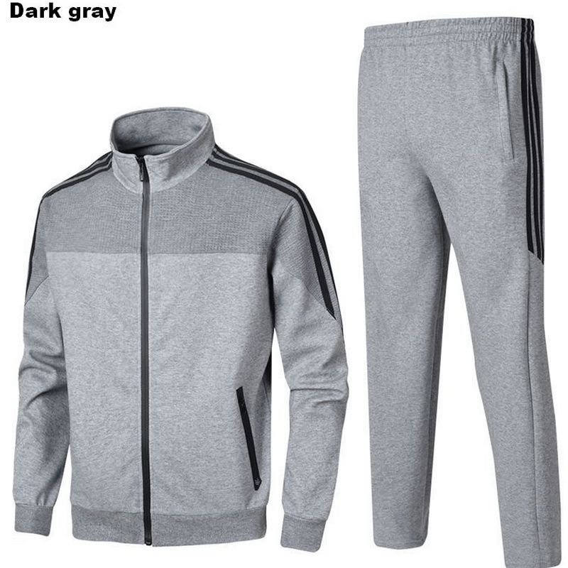 Sportswear football training suit basketball training suit men's jacket sports pants suit: Dark gray / 3XL