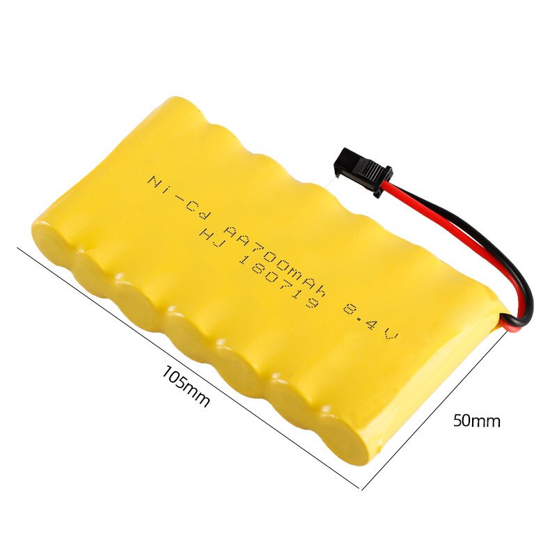 700mah 2.4V/3.6V/4.8V/6V/7.2V/8.4V Ni-CD AA700mah Rechargeable Battery Pack For Remote Control Toys Electric Car Volt SM-2P Plug: 8.4V 1PCS