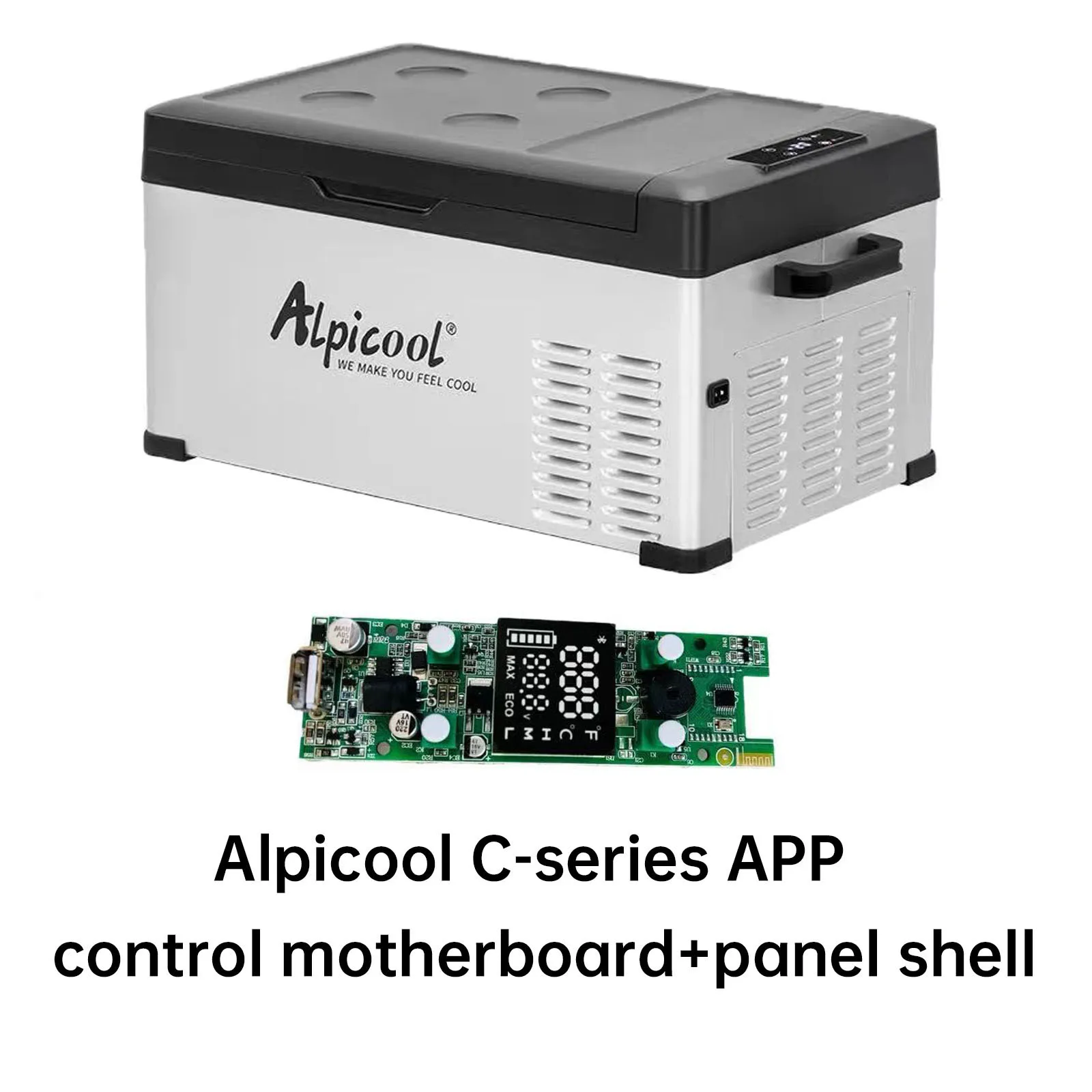 Alpicool Auto-Kühlschrank-Bedienfeld, kleiner Gefrierschrank, tragbarer Kühler für den Heimgebrauch, Fahrzeug, LKW, kalter Mini-Kühlschrank mit Bluetooth: Grau
