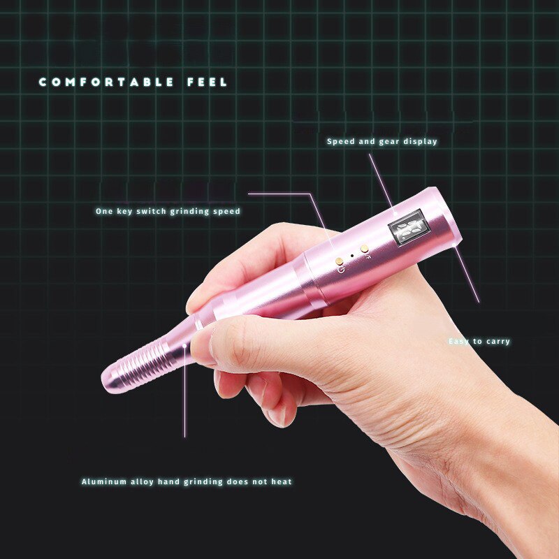 Electric Nail Drill Set, Rechargeable USB Nail Drill Portable Manicure Machine Electric Nail File Pen Bits Cutter