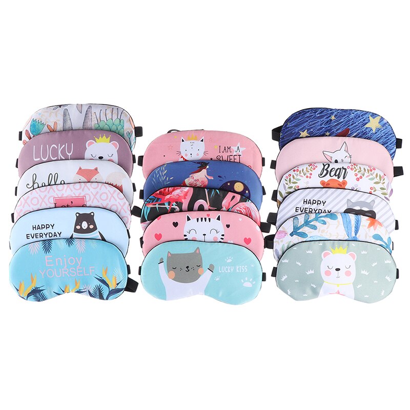 Dessin animé masque de couchage drôle Eye patch masque de sommeil mignon coton cache-yeux voyage oeil bande aide au sommeil enfants bandeau