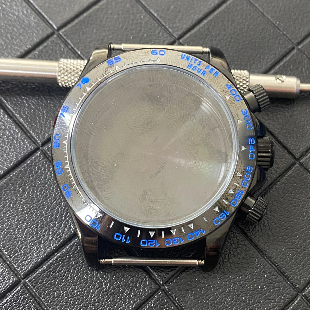 Caja de reloj VK63 modificada, caja de reloj de acero con cristal de zafiro, bisel de cerámica, accesorios de reloj para hombre para movimiento de cuarzo VK63: Rose Gold