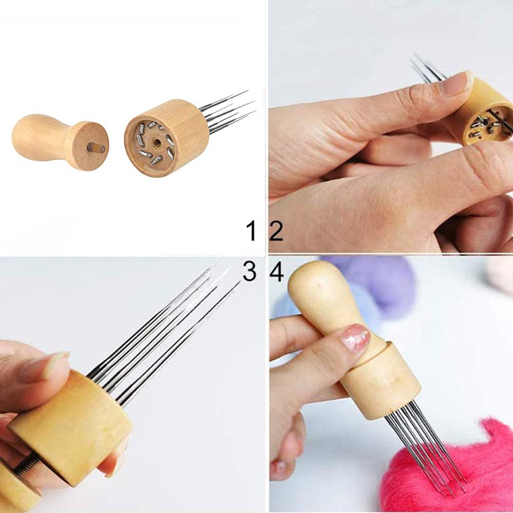 Felt Kit Efficient Convenient Wool Needle Felting Set with Solid Wood Handle Stitch Punch Craft Tool Hobby