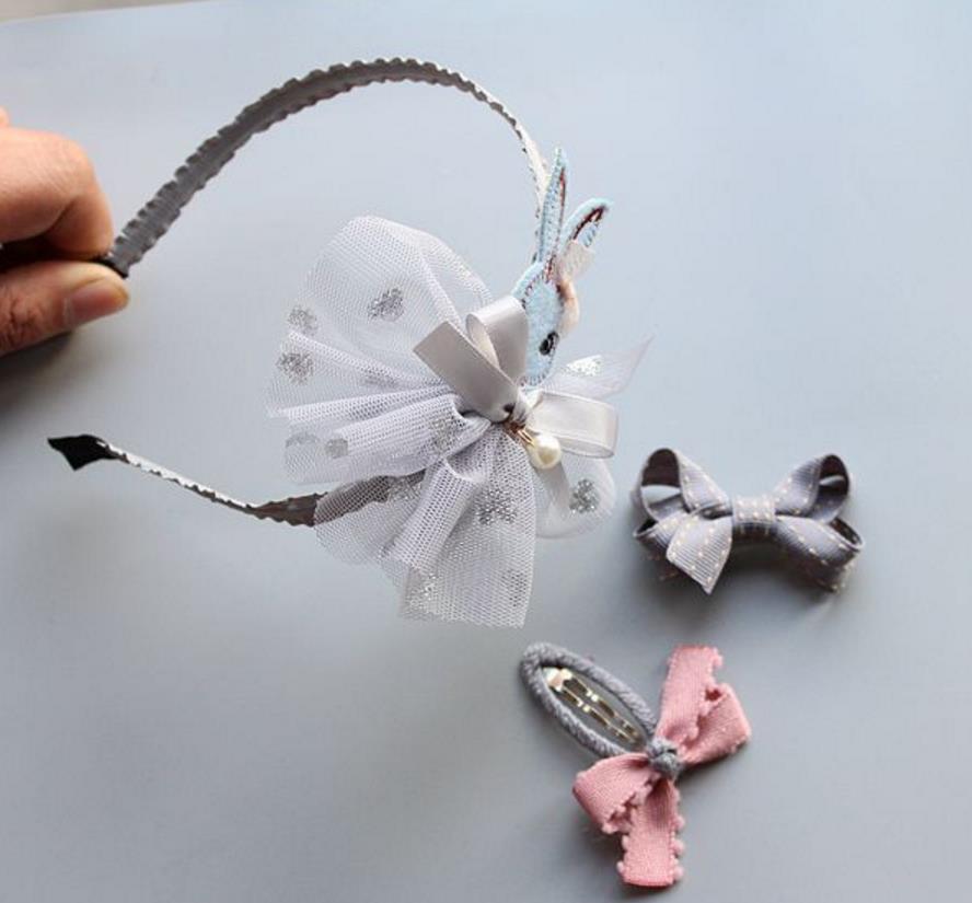 Tecknad kanin hårband blomma rosett hårnål barn hårband huvudbonader elastiska hår slipsar gummiband flickor håraccessoarer  tz10: 2