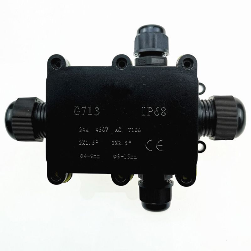 Junction Junction Box IP68 Waterproof UV Sunproof Outdoor Multiple ways Plastic Electrical Junction Box Case Cable Wire: 4