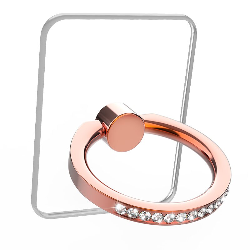 Diamentowy uchwyt na telefon komórkowy stojak przezroczysty uchwyt na palce wyczyść 360 ° stopni obrót Kickstand kompatybilny iphone: Square-Rose gold