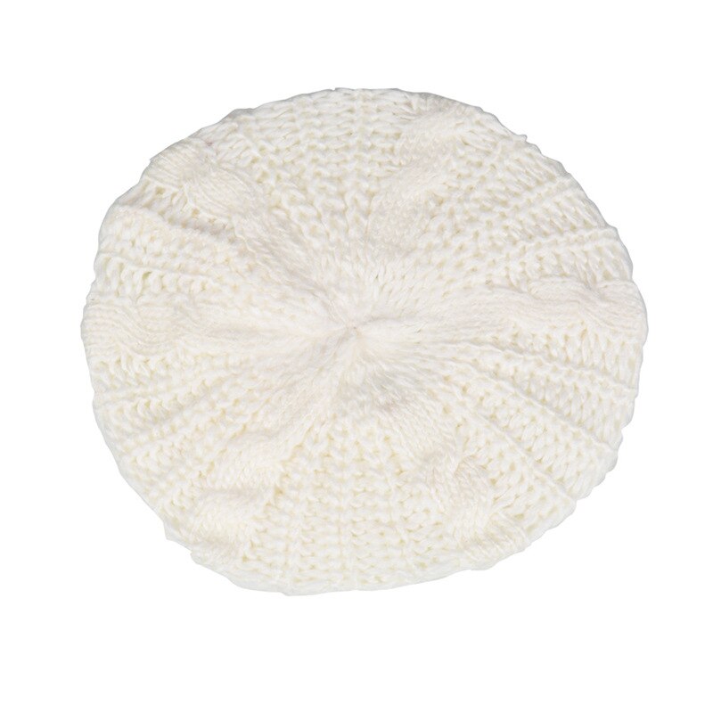 Woman Winter Knitted Beret Hats Women's Lady Beret Braided Baggy Beanie Crochet Warm WalkingWinter Hat Ski Cap: White