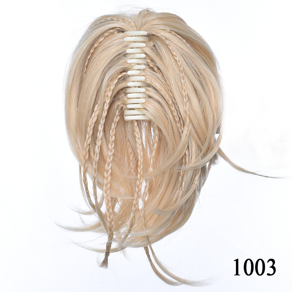 Soowee trenza de pelo sintético cabello rubio negro Clip en extensión de cabello cola de Pony recta Cola de Caballo gris garra para mujeres: 1003