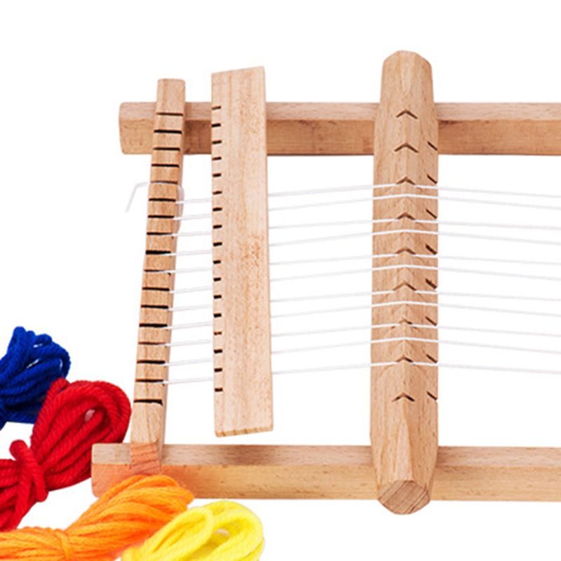 Trä barn diy vävstol hand sy stickning maskin pedagogiska leksaker för barn