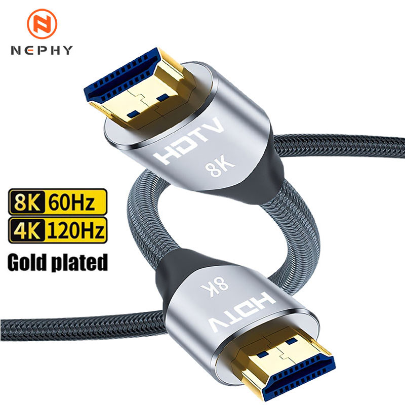 Cabo banhado a ouro 8K HDMI 2.1 4K @ 120Hz 8K @ 60Hz 48Gbps Adaptador para EARC ARC HDCP Cabo de vídeo PC Laptop Projetor HDTV 1M 2M 3M 5M