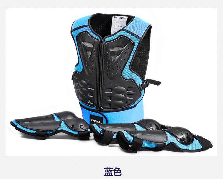SX081-ropa de armadura todoterreno para el cuidado de la motocicleta, traje de protección para niños, rodillera deportiva, protector de esquí para ciclismo: Azul