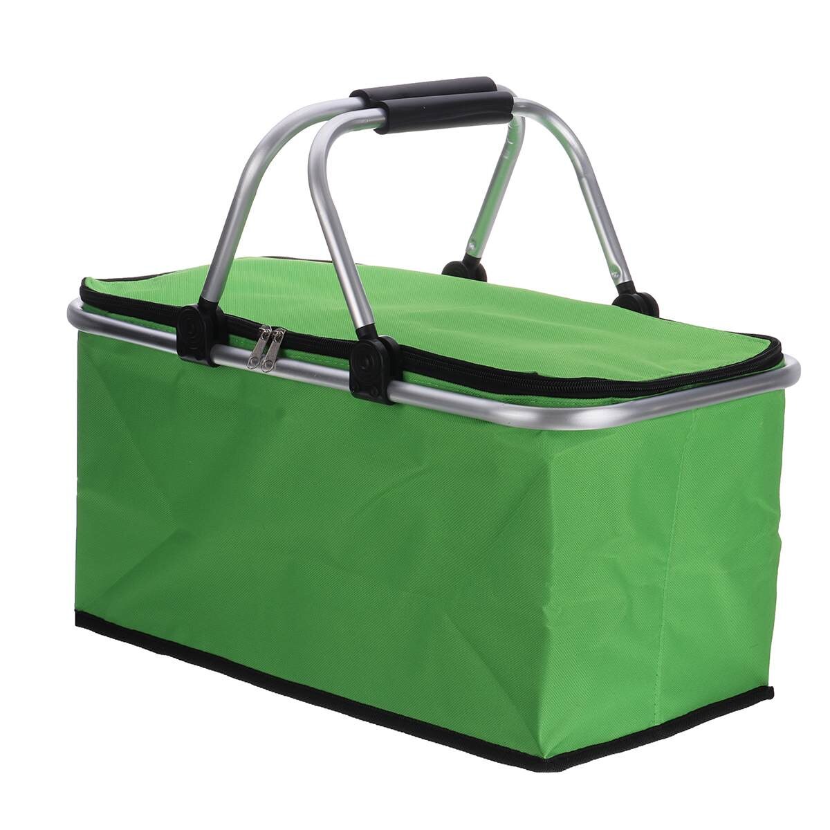 Sammenklappelig 30l termisk isoleret taske køletasker pizza mad pizza picnic opbevaringsholder opbevaringskurv funktionel taske: Grøn