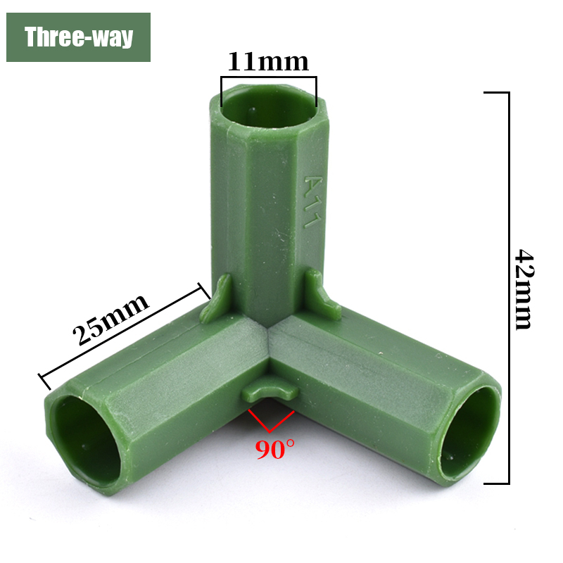 2/10/20 pçs 11mm estufa planta quadro conector jardim tubo suporte haste conjunta plástico afiação canto conexão acessórios de fixação: M / Dourado
