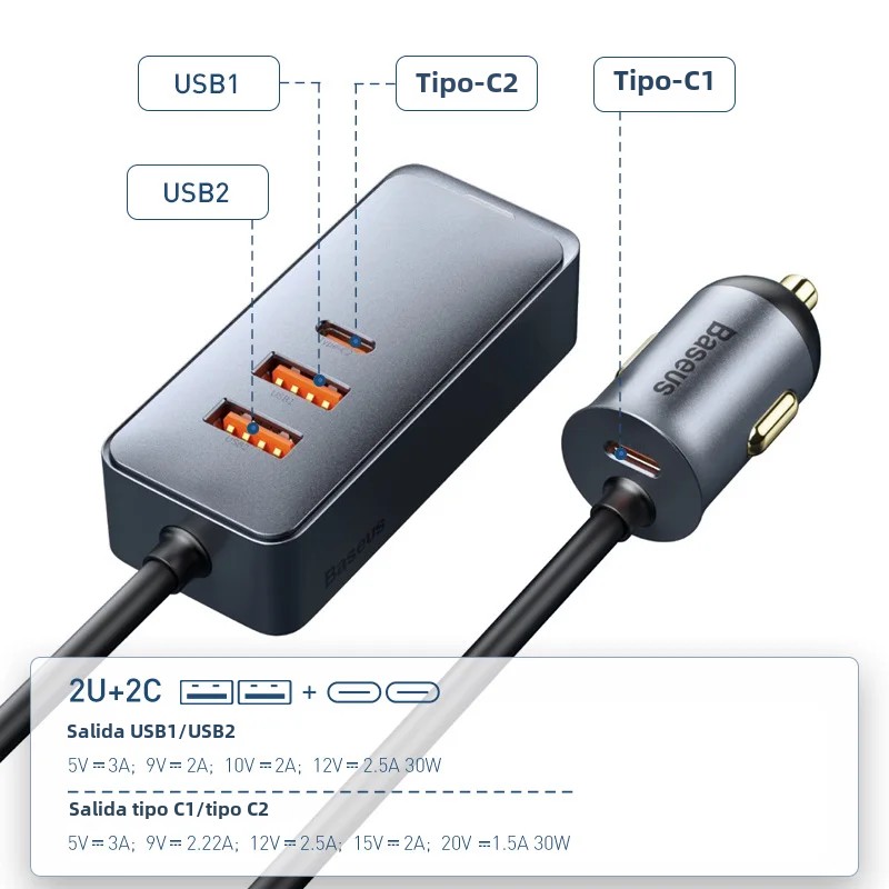 Baseus 120W PD Autolader Snellader QC 3.0 PD 3.0 Voor iPhone 16 15 14 Samsung Type-C USB-oplader Draagbare USB-telefoonoplader