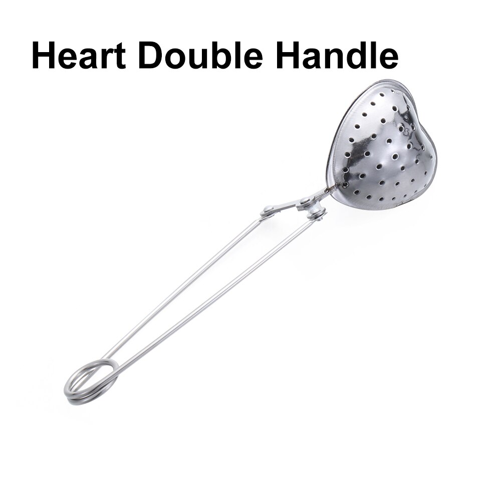 1PC Stainless Steel tea infuser Mesh Reusable Tea Bag Firmly Filter Tea strainer Mug Teapot Gadgets Durable Teaware: Heart Double Handle