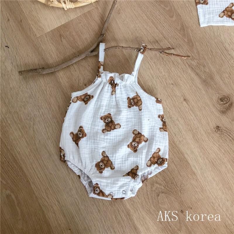 Lente Zomer Baby Beer Overalls Katoen Peuter Jongens Riem Broek Kinderen Jumpsuit Cute Bear Print Baby Meisje Broek: jumpsuit / 6M  66cm