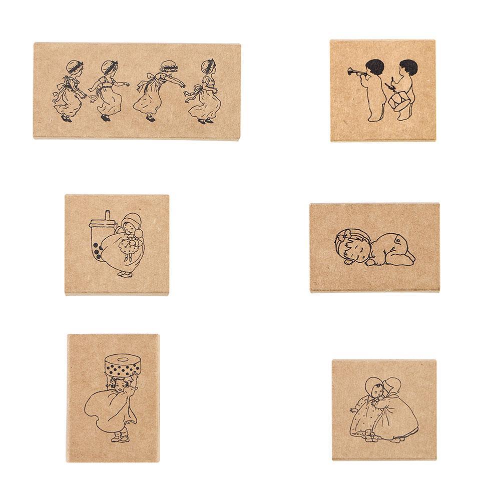 Sellos de goma madera con personajes de dibujos animados, para decoración de Scarpbooking, manualidades DIY, sellos de madera, suministros de papelería escolares