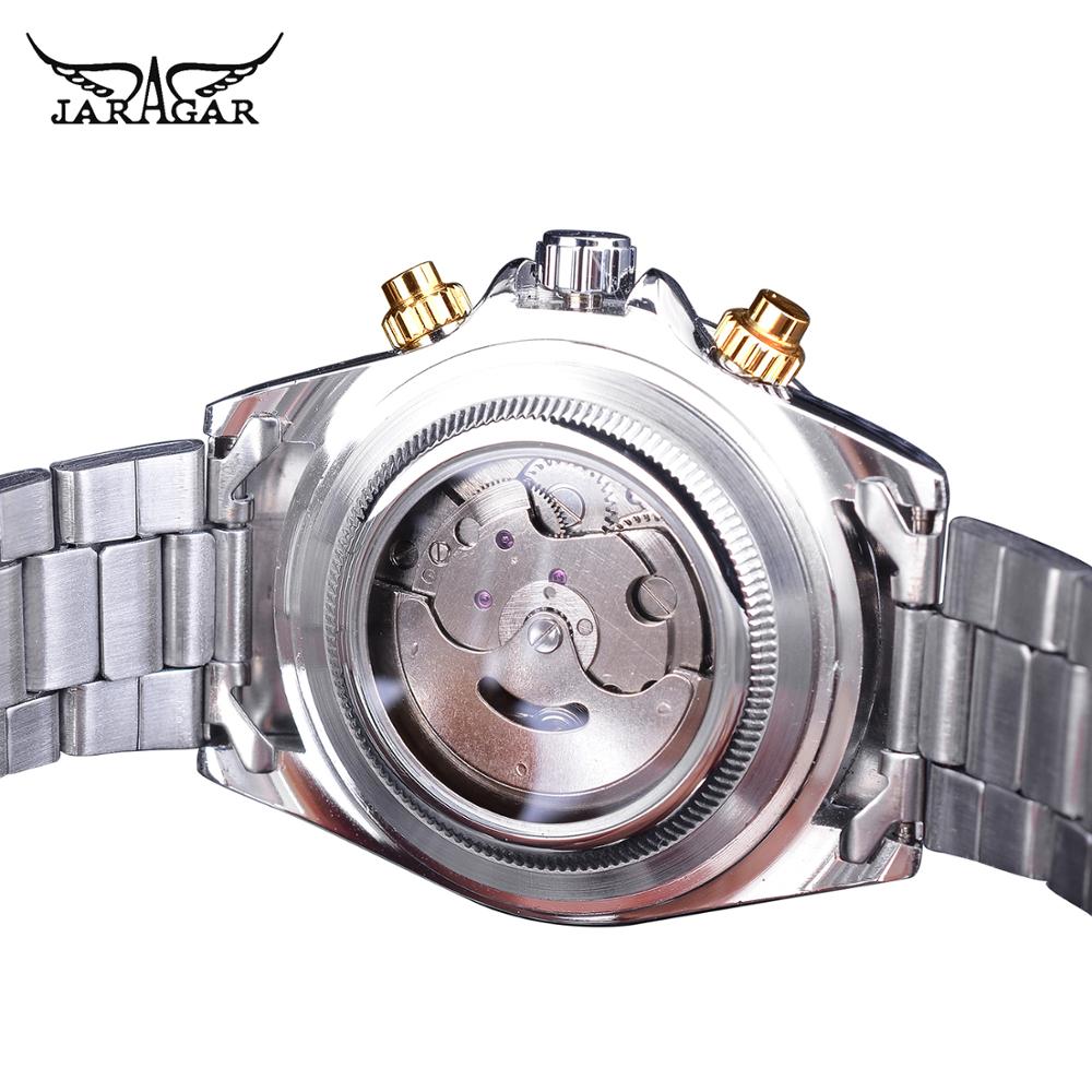 Jaragar Montre Homme Mens Watches Automatic Golden Stainless Steel Date Sports Mechanical Wristwatch Clock Relogio