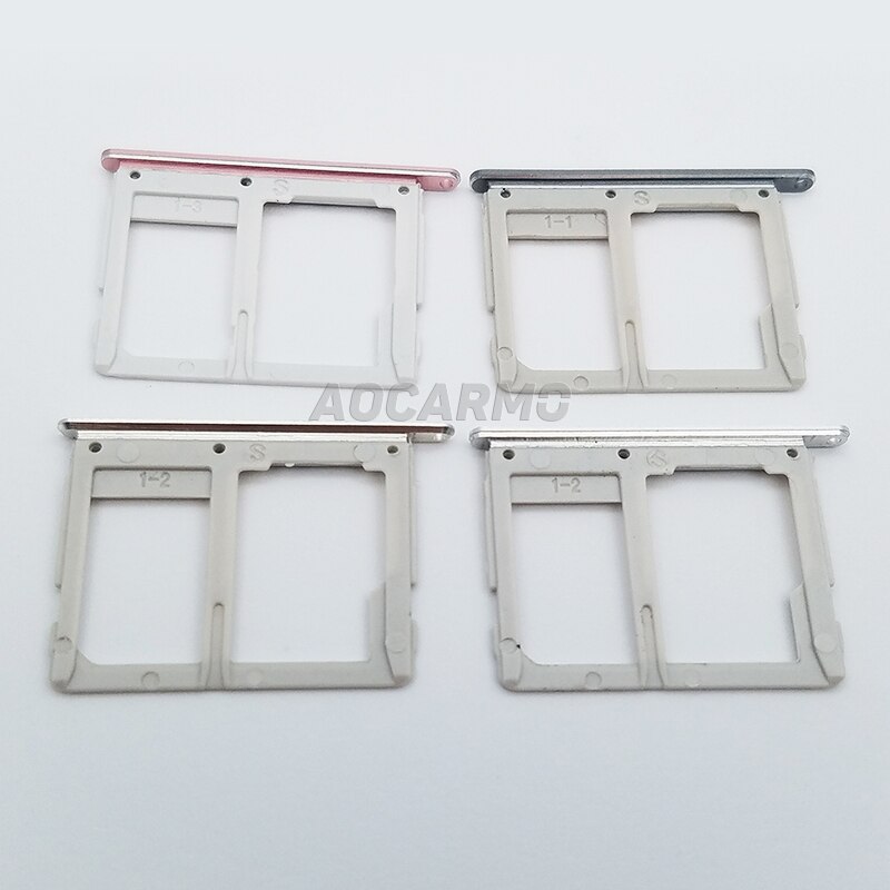 Aocarmo Metal Nano SIM Tray MicroSD SD Card Slot Holder For Samsung A5 ) A510 A510F Dual Gold/Silver/Grey/Pink