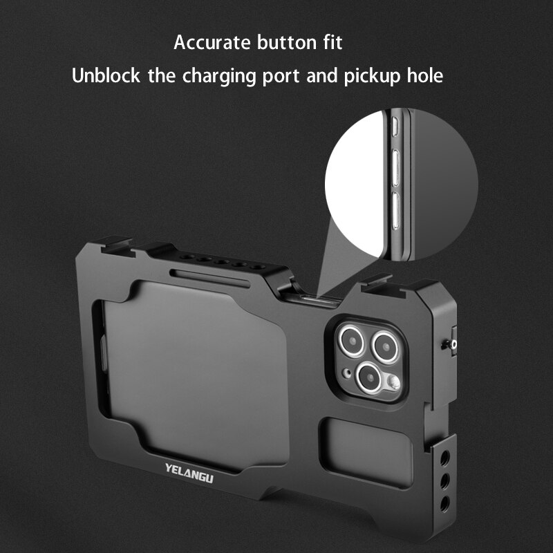 Yelangu Video Kooi Voor Iphone 11 Pro Max Uitbreiding Interface Met Microfoon Led Video Licht Voor Iphone 11 Pro Max vlogging