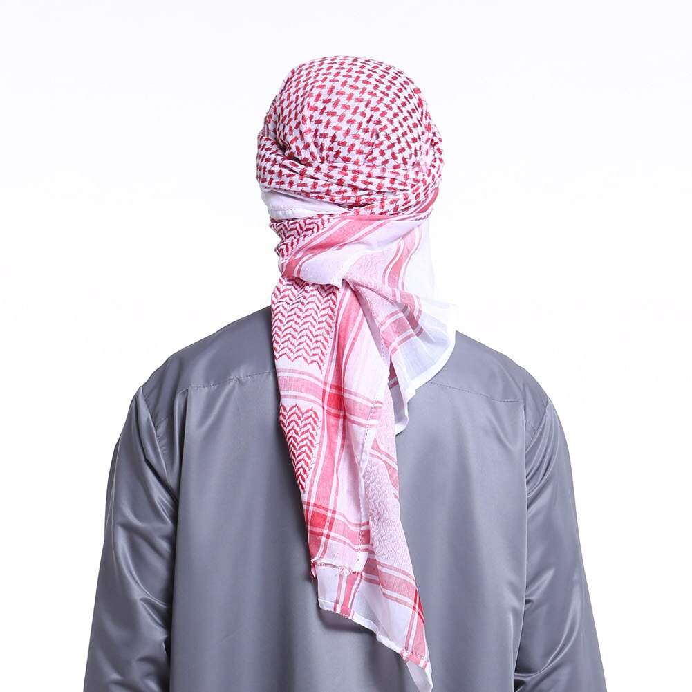 Adulto masculino cabeça árabe cachecol keffiyeh médio oriente deserto shemagh envoltório muçulmano headwear árabe acessórios de traje d88