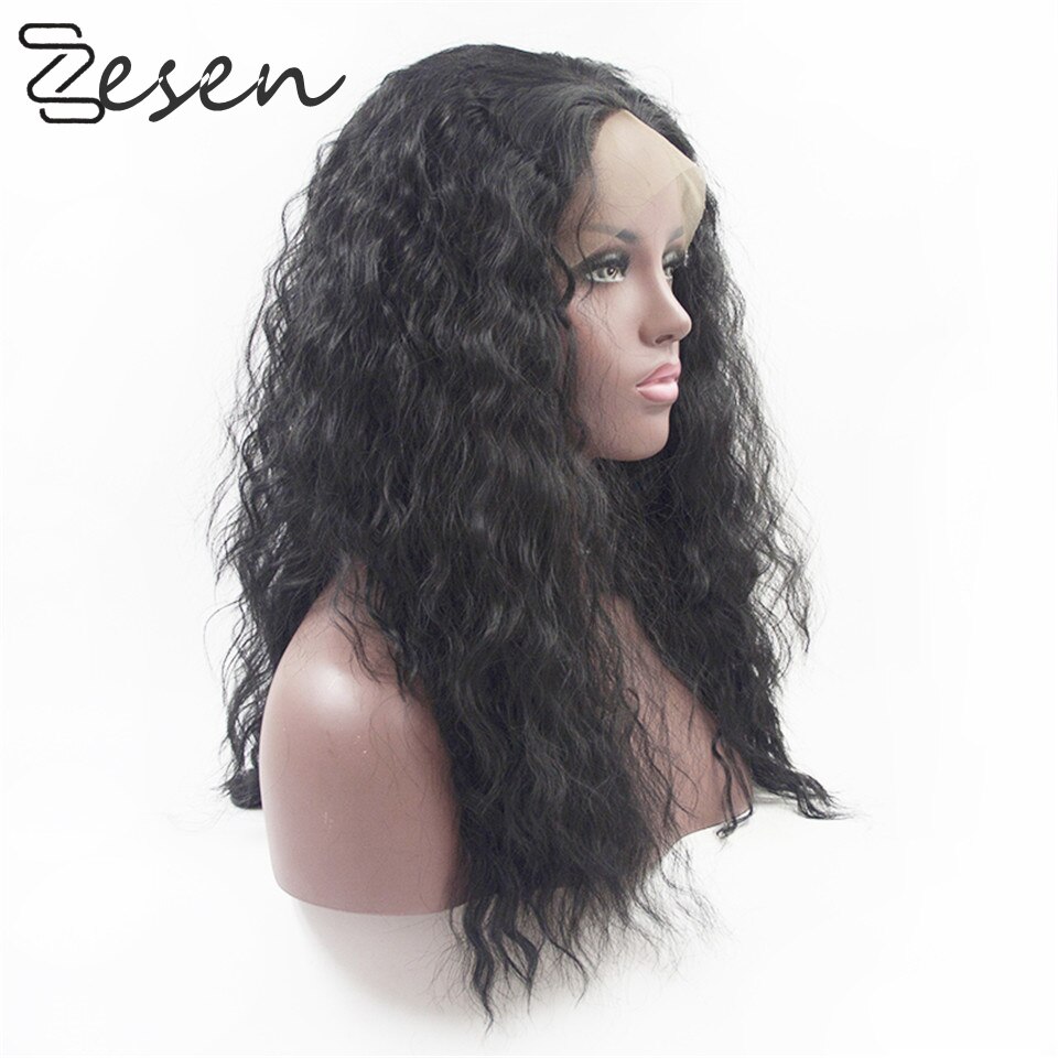 Peluca Zesen de pelo sintético ondulado suelto 13 × 4, peluca con malla frontal, pelucas de pelo largo y Natural sin partes para mujer, 180 de densidad con pelo de bebé