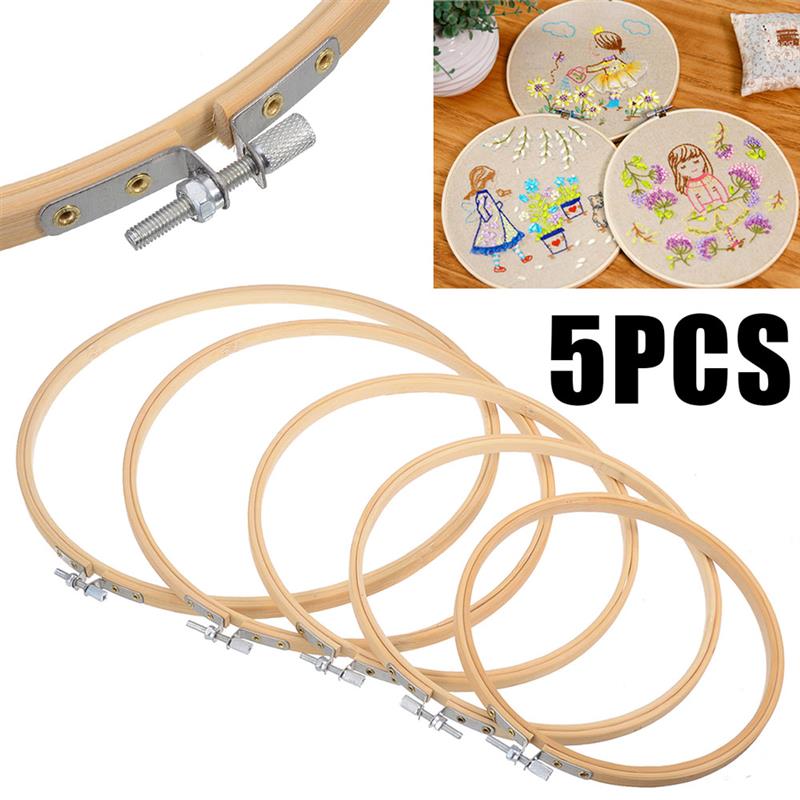 Retro DIY Sewing Embroidery Ring Hoop Wooden Embroidery Hoops Frame Set Bamboo Rings Cross Stich Household Sewing Tools