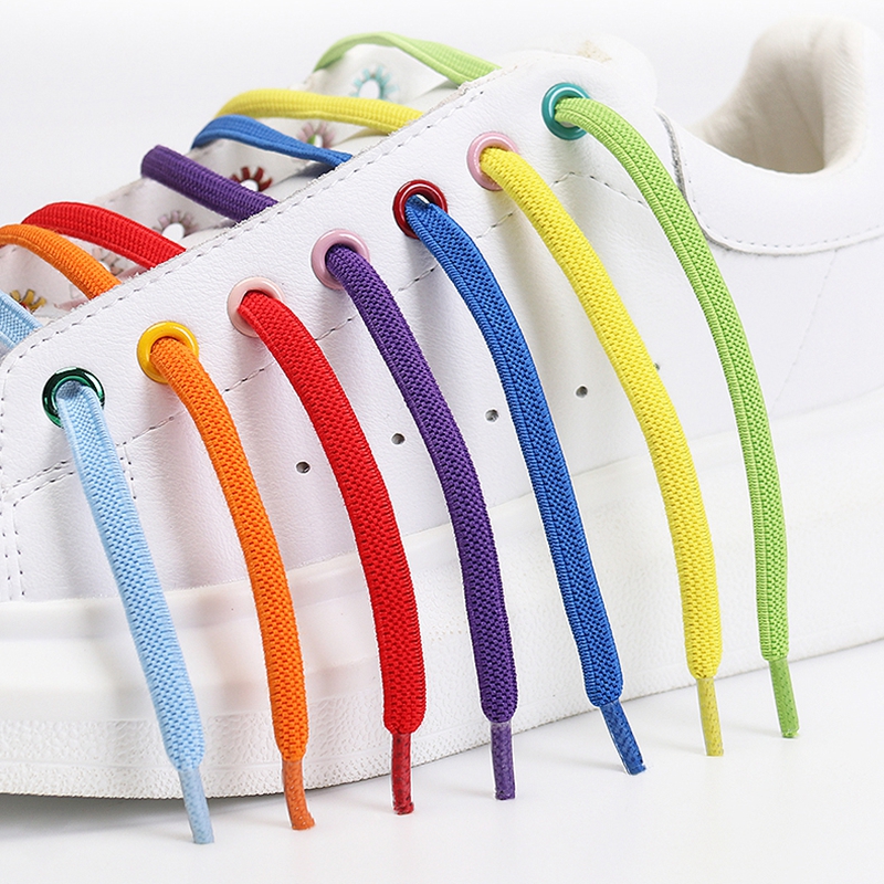 Cordones sin atar para zapatillas de deporte para niños y adultos, cordones elásticos para zapatos planos, cordones para perezosos, 24 colores, 1 par