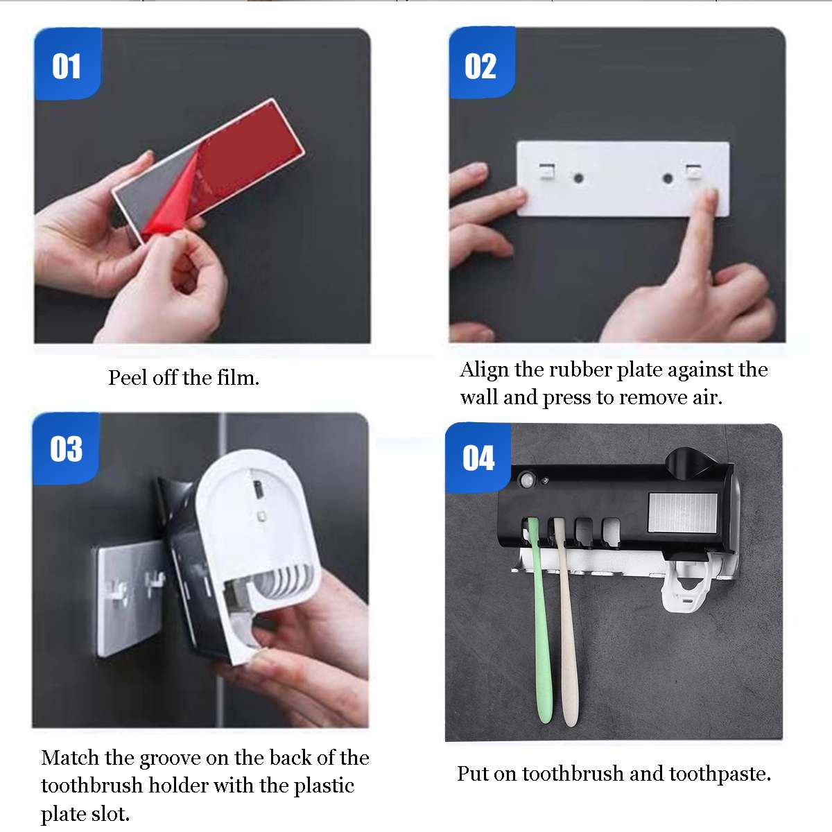 3 in 1 uv sterilisator tandenborstelhouder zonne-energie automatische tandpasta knijpers dispenser wandgemonteerde badkameraccessoires