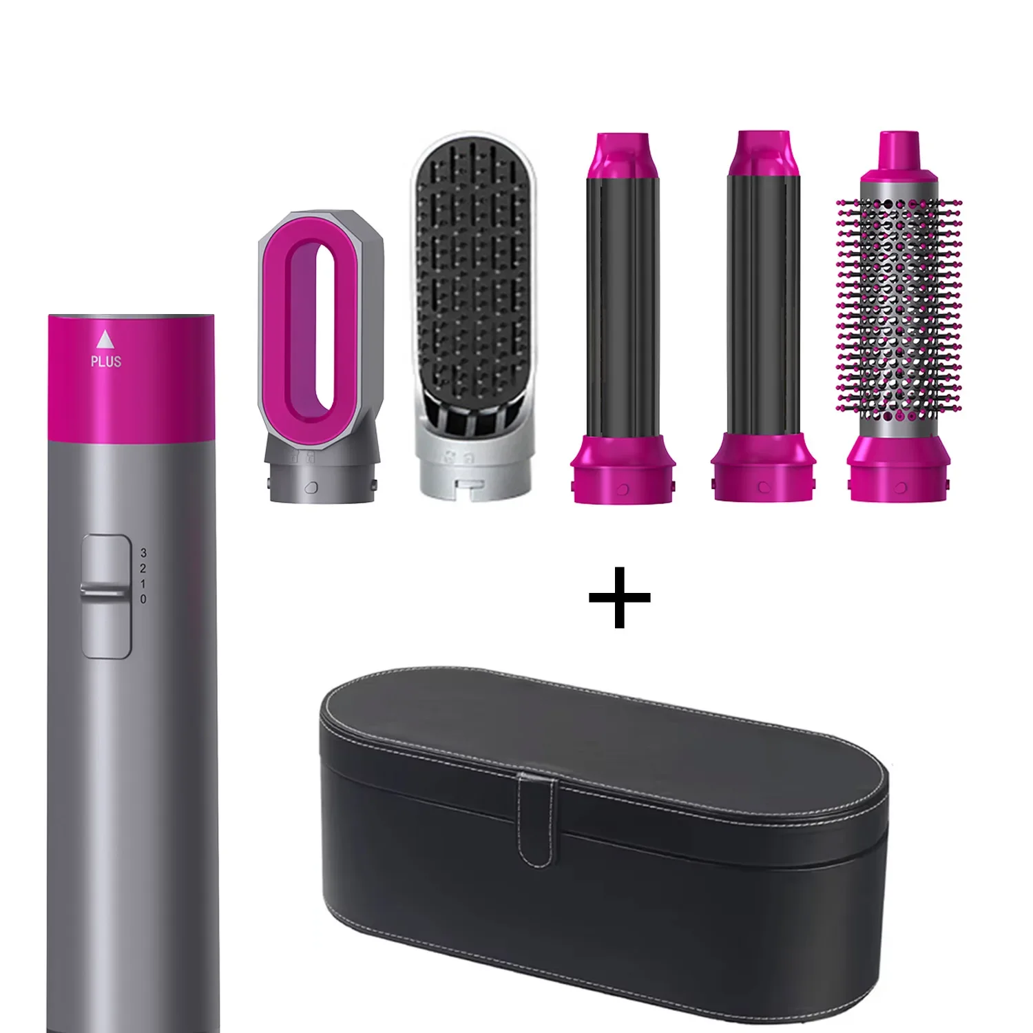 5-in-1 multifunctionele Föhn Stijltang Krultang Krultang met Haarborstel Heteluchtkam Styling set: plum / Verenigd Koninkrijk