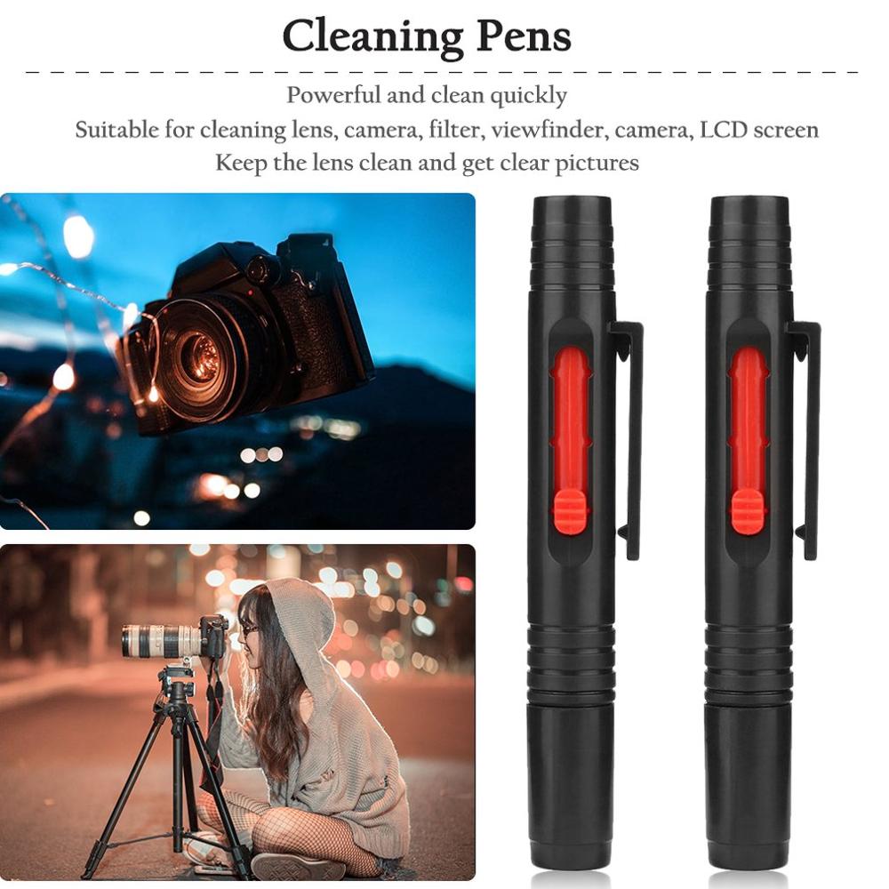 2 pçs onleny lente da câmera caneta de limpeza portátil kit escova de limpeza poeira para câmeras dslr lente retrátil escova de limpeza