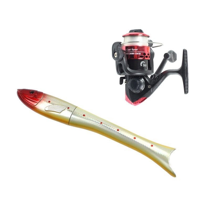 1.6 m Fishing Rod Mini Pen Fishing Rod Portable Fish Shaped Carbon Telescopic Spinning Rod Casting Carp Fishing Pole: Red Rod With Wheel
