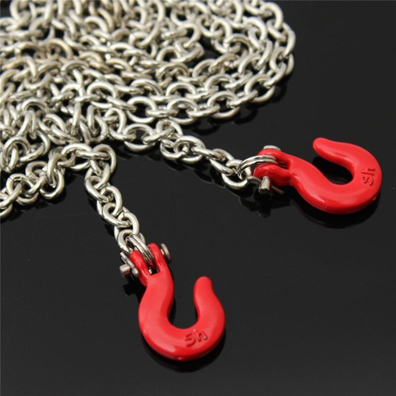 Racing 1:10 RC Car Rock Crawler Accessory 85cm Long Chain Hook Red + Silver