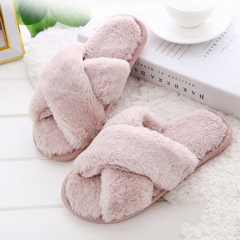 Dames pantoffels van pluche, warme winterschoenen, dames instappers, slippers van imitatiebont , 36-41