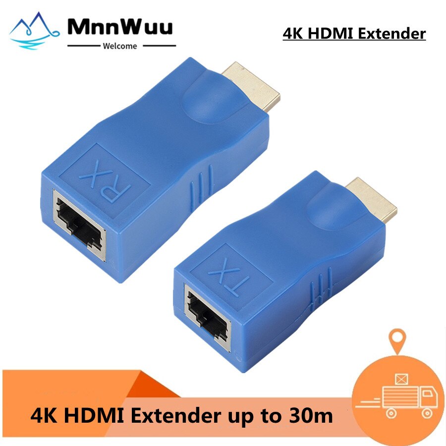 Extensor compatible con HDMI, 4k, puertos RJ45, red LAN, HDMI, extensión compatible hasta 30m sobre CAT5e/6, Cable Ethernet LAN hotUTP