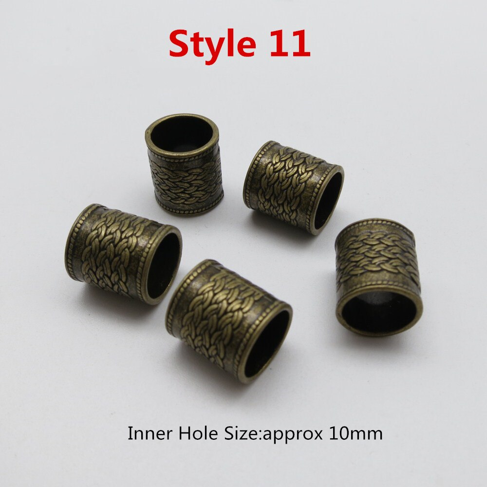 5 Stks/pak Big Hole Viking Haar Vlecht Dread Dreadlock Baard Kralen Ringen Buis Voor Vrouwen Mannen Haaraccessoires: 5pcs Style 11