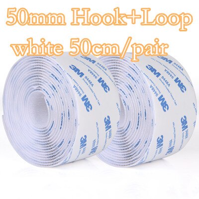 Mocne rzepy zapięcie samoprzylepne taśma haczyk i pętla nylonowa naklejka magiczne rzepy klej z klejem do majsterkowania 16 ~ 110mm 50cm: 50mmwhite 1pair 50cm