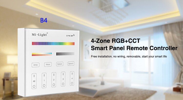 Miboxer smart touch panel dæmpbar dæmpning/ct/rgb/rgbw/rgb+cct led strip lys controller 2.4g trådløs fjernbetjening  p1/p2/p3/t1/t2/t3: B4