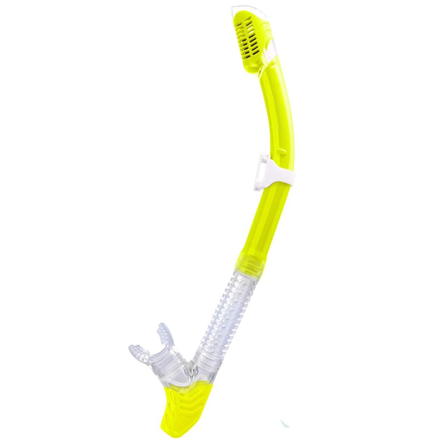 Tuba sec pour adultes, plongée sous-marine avec protection contre les éclaboussures et Valve supérieure, apnée libre, natation pour adultes et jeunes: Yellow